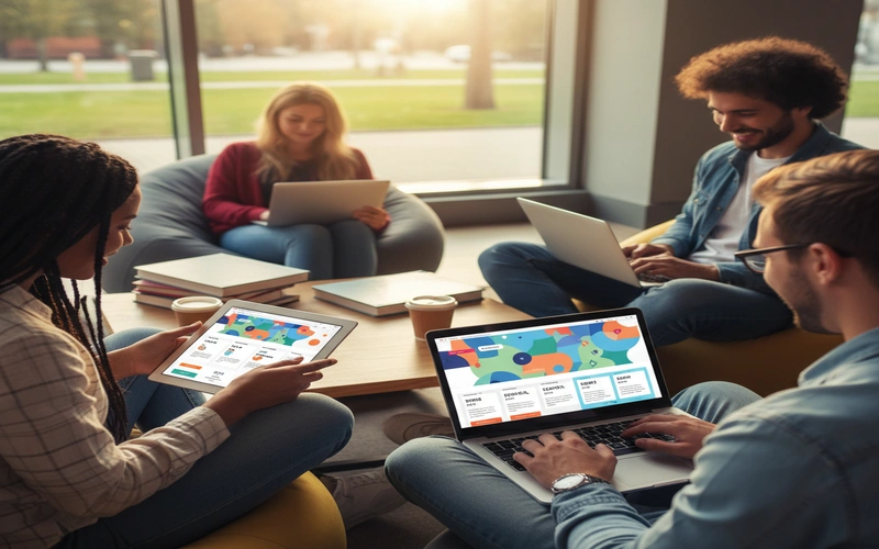 Students accessing affordable online courses through discount platforms