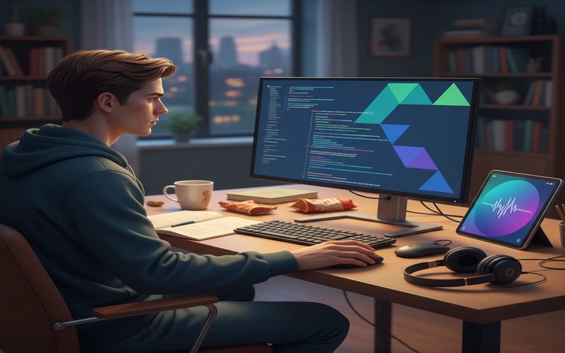 Beginner programmer learning to code with online course materials